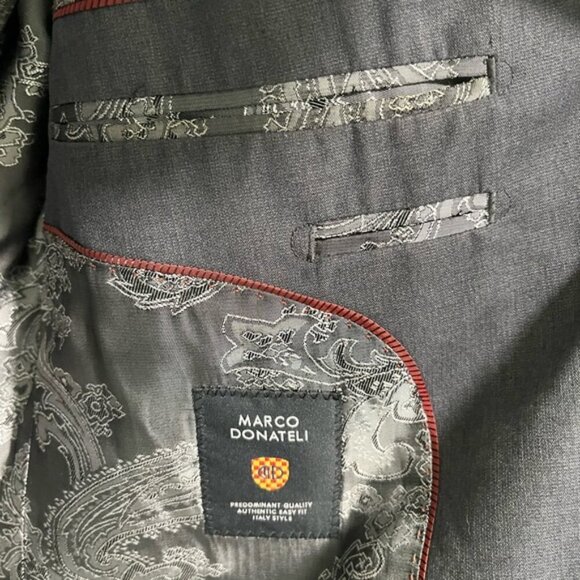 Marco Donateli Men’s Gray Suit Blazer & Trousers Set - 42T Jacket, 36T Pants - Picture 10 of 16